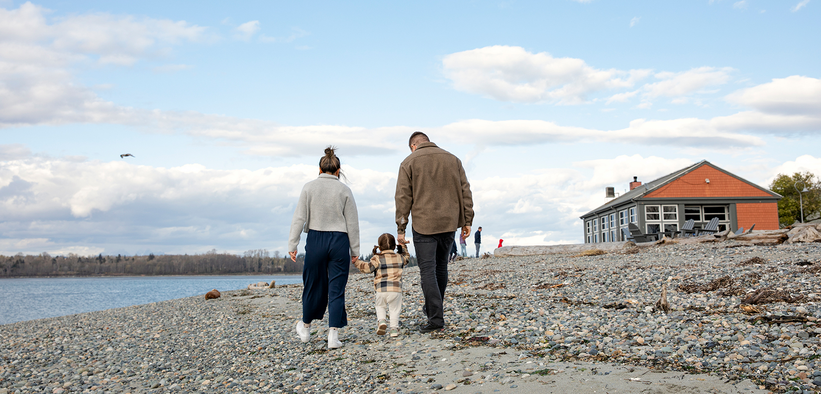 family beach walk