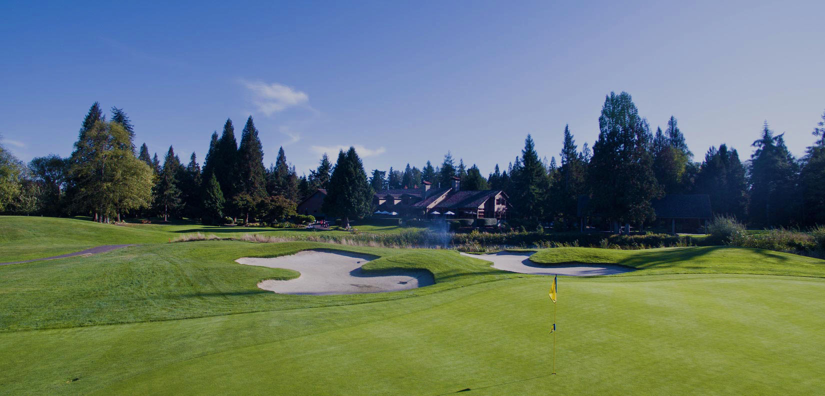 golf green and mountain