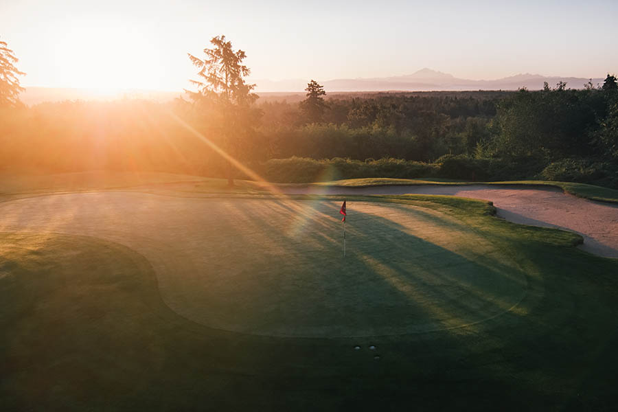 sunrise over golf course