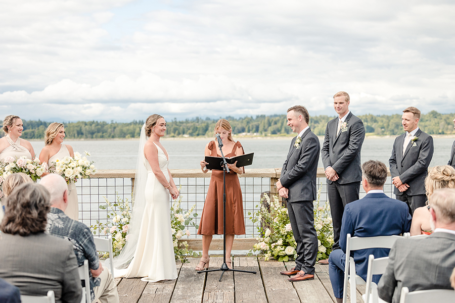 ceremony with water in background